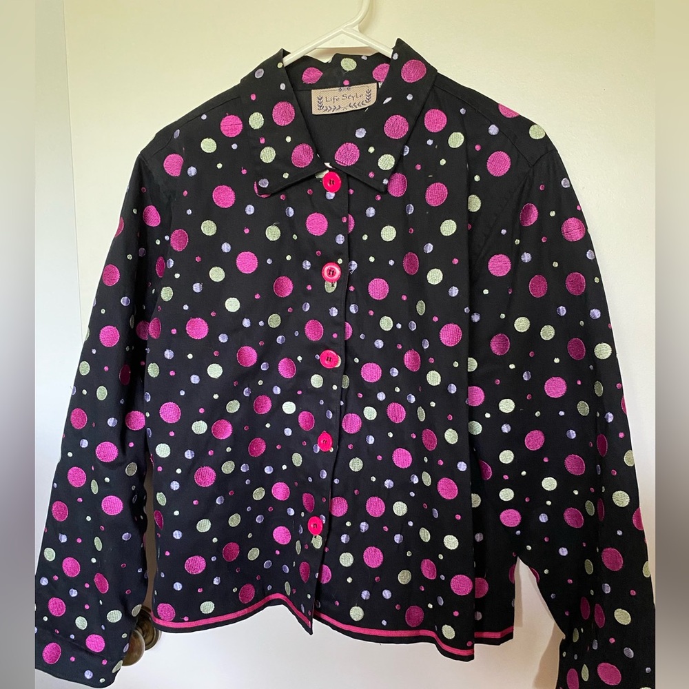 Polka Dot Button-Up Light Jacket